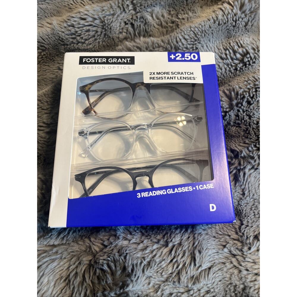 Foster Grant 809 Class Round Reading Glasses +2.50 3 Pack